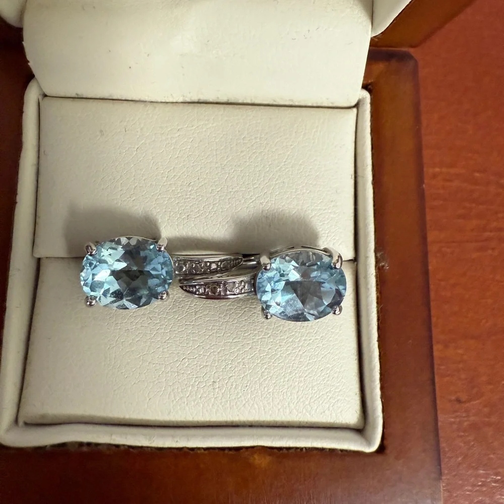 Blue Topaz Earrings. - Picture 2 of 3